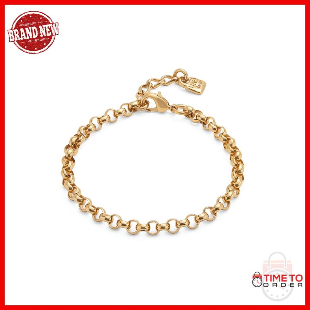 18k Gold-Plated Rolo Chain Bracelet Adjustable 7-8" Murano Glass